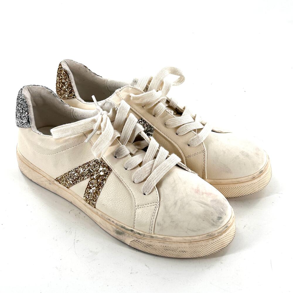 MIA Italia Glitter Sneakers 8.5 Gold Silver Sparkle Glam Travel Comfort